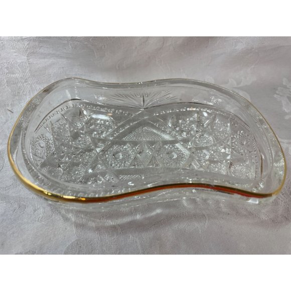 EAPG Early American Pressed Glass Relish Dresser Makeup Brush Holder Dish Unique - Picture 3 of 3